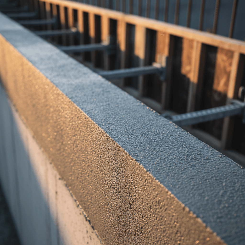 Shotcrete retention wall with architectural finish detail