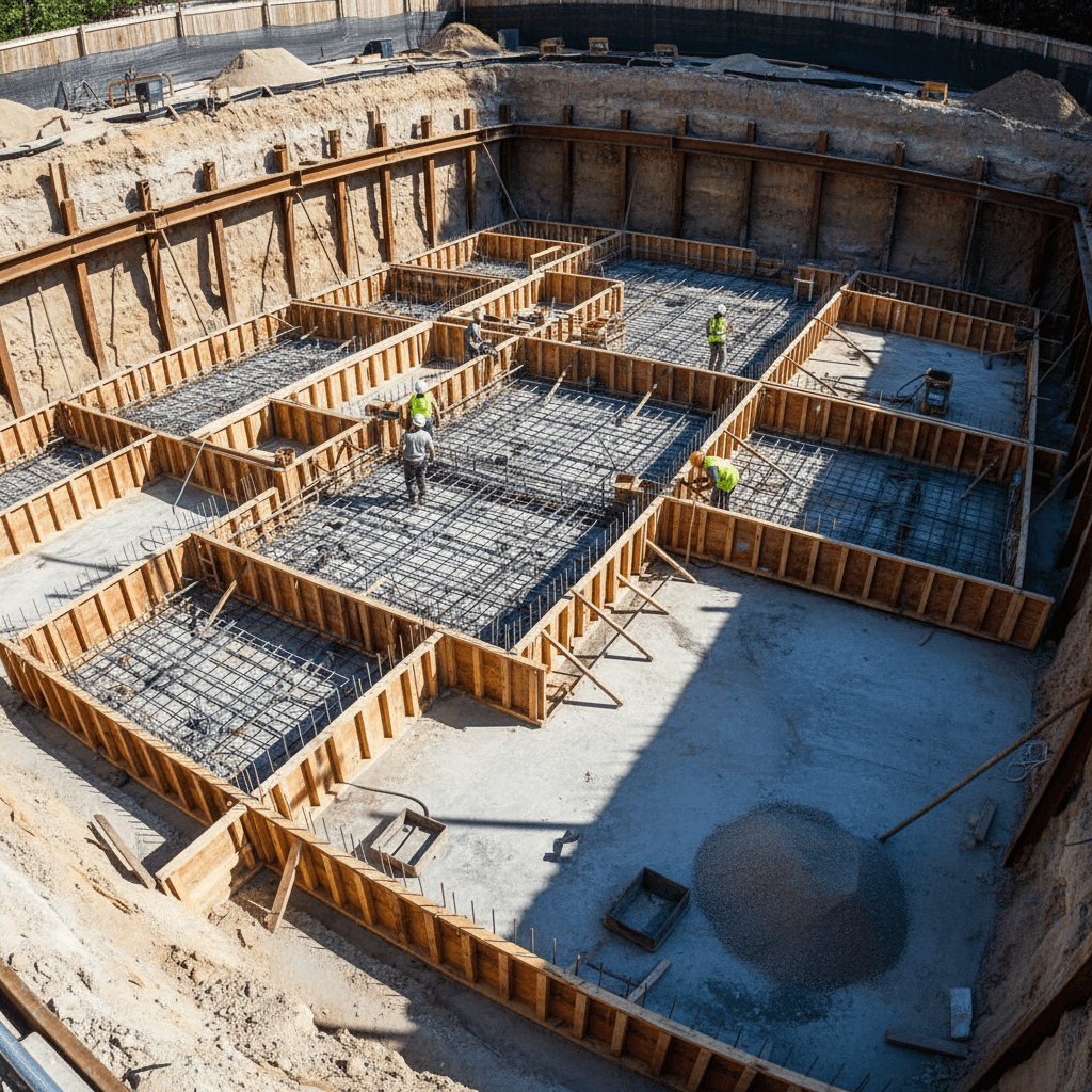 Luxury basement structural excavation and formwork