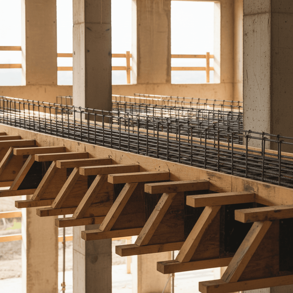 Suspended concrete slab with reinforcement detail