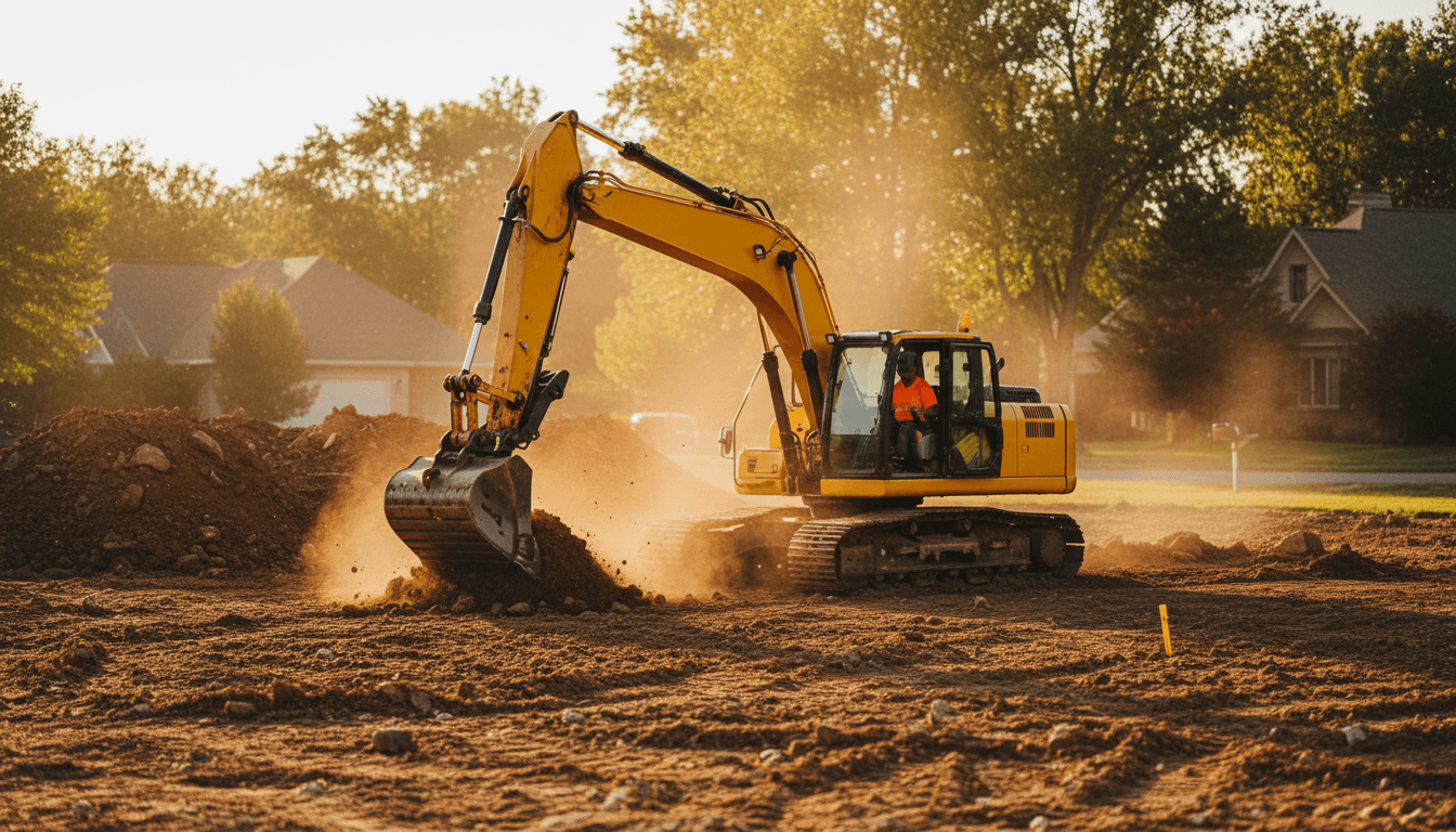 Bored piling rig operating on steep residential excavation site