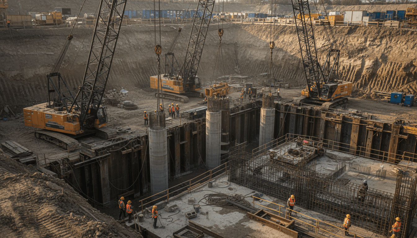 Construction site on a steep hillside in Sydney